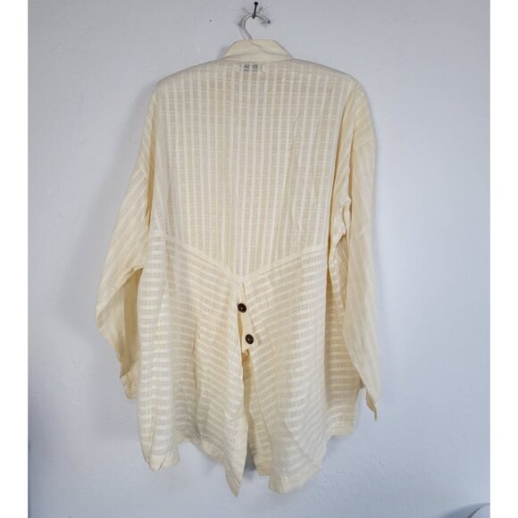 Yasuko Kurisaka Cathy Jacket Ivory Plaid Asymmetric Oversized Pocket Lightweight - Picture 2 of 8